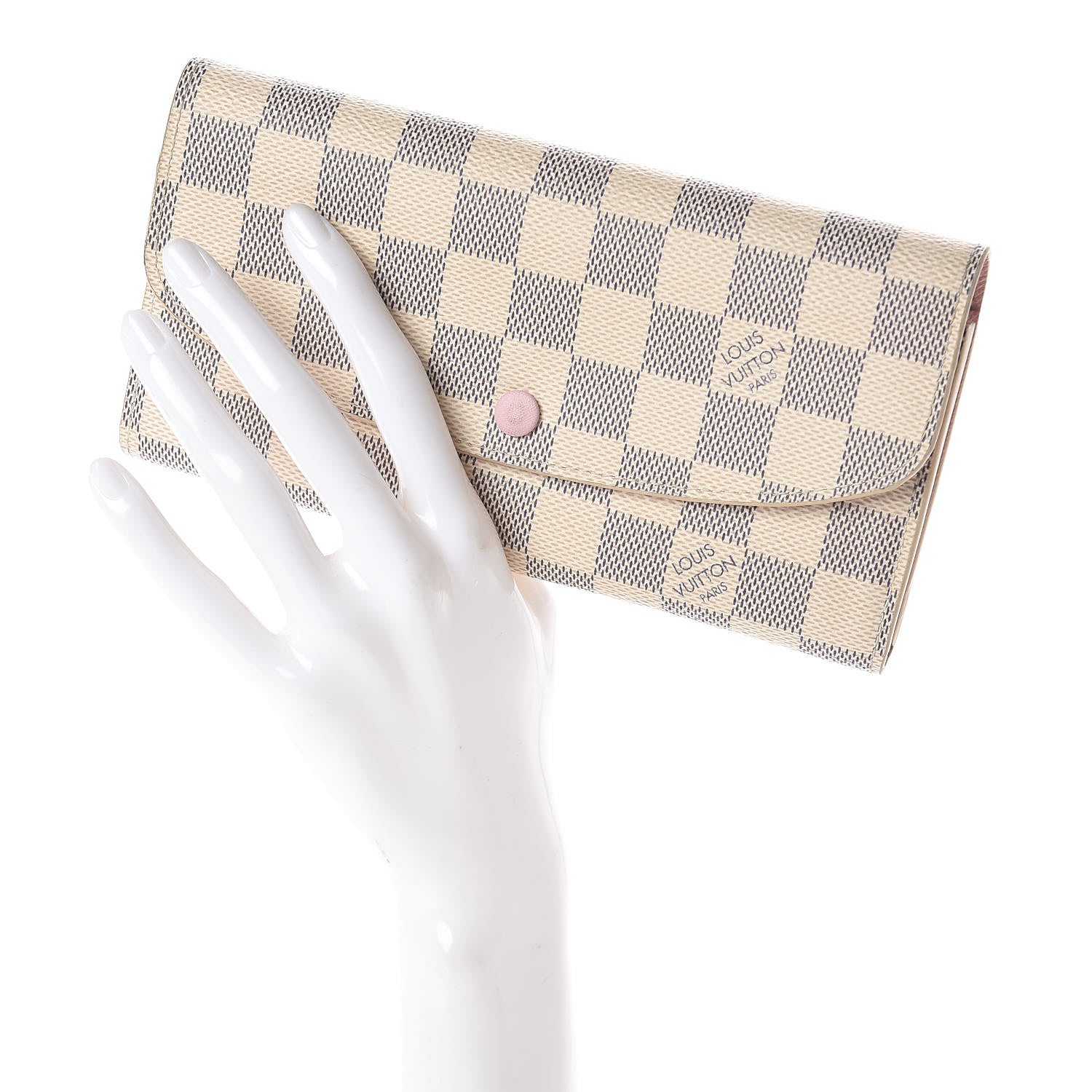 Louis Vuitton Damier Azur Emilie Wallet Rose Ballerine 2 of 9