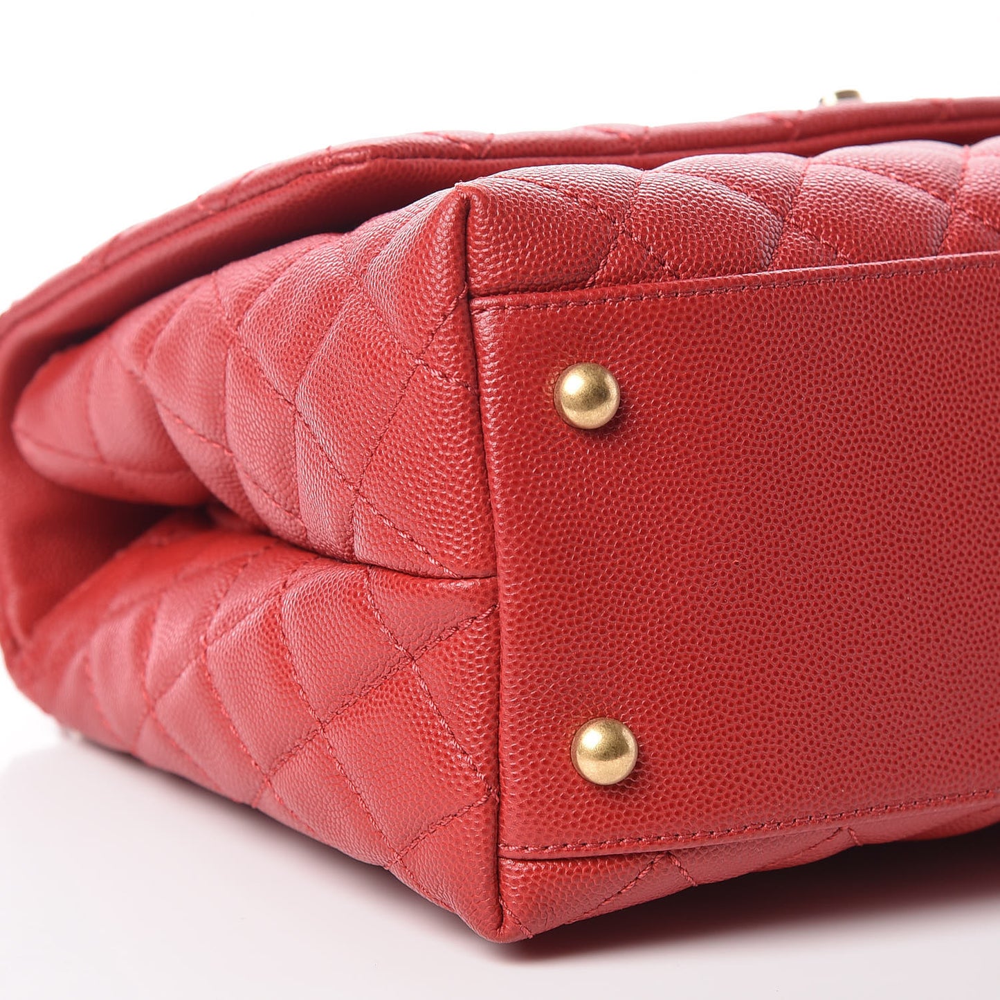 Caviar Quilted Small Coco Handle Flap Red