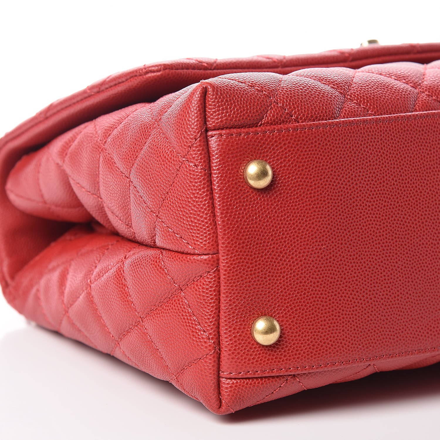 Chanel Caviar Quilted Small Coco Handle Flap Red 6 of 11