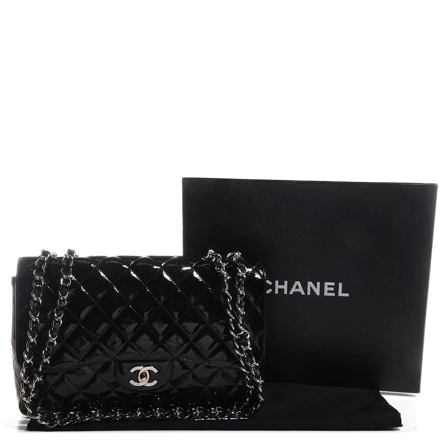 Chanel Distressed Patent Jumbo Single Flap Black 3 of 9