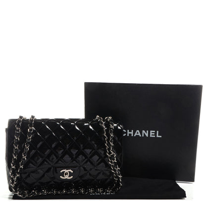 Chanel Distressed Patent Jumbo Single Flap Black 3 of 9