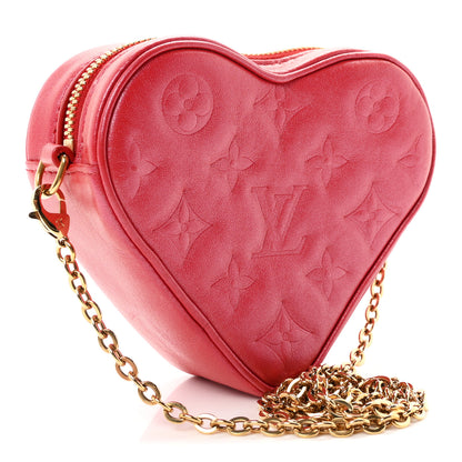 Louis Vuitton Lambskin Embossed Monogram Fall In Love Sac Coeur Heart Chain Bag Lipstick Red 3 of 9