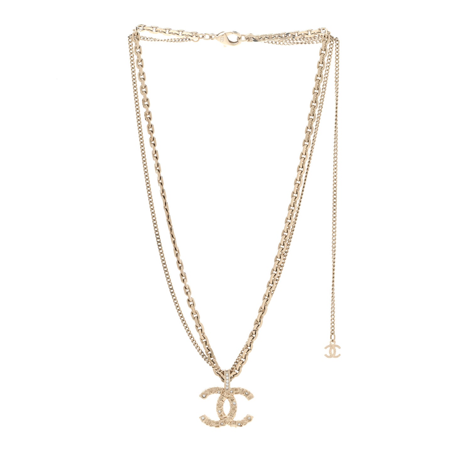 Crystal CC Multi Strand Chain Necklace Gold