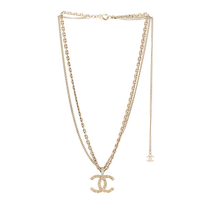Chanel Crystal CC Multi Strand Chain Necklace Gold 3 of 7