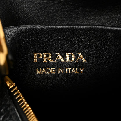 Prada Vitello Daino Soft Zippered Hobo Shoulder Bag Black 6 of 11