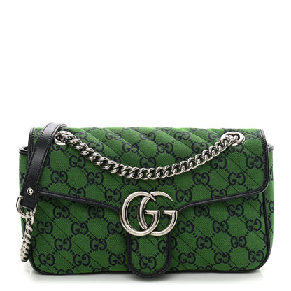 Gucci Monogram Multicolor Matelasse Diagonal Small GG Marmont Shoulder Bag Green Blue 1 of 10