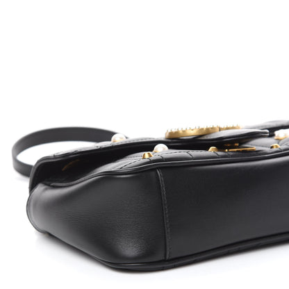 Gucci Calfskin Matelasse Studded Mini Pearly GG Marmont Shoulder Bag Black 6 of 11