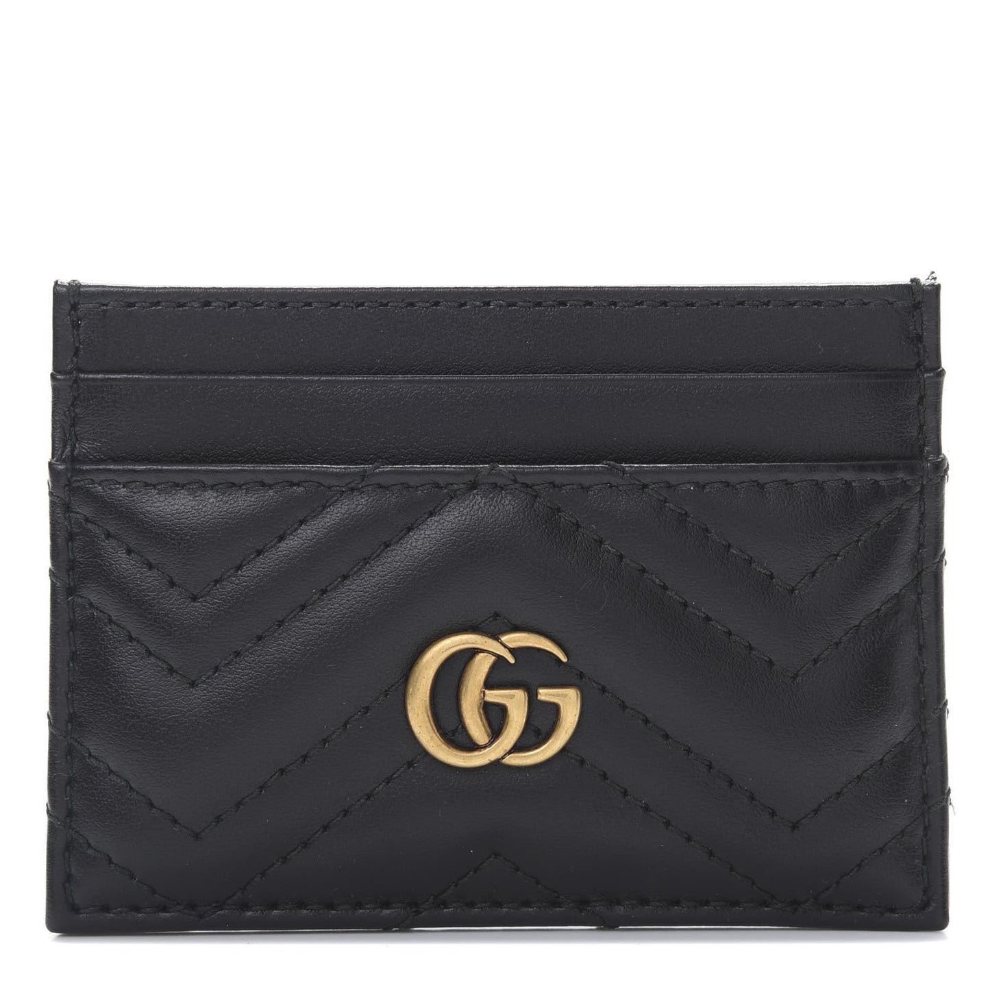 Calfskin Matelasse GG Marmont Card Holder Black