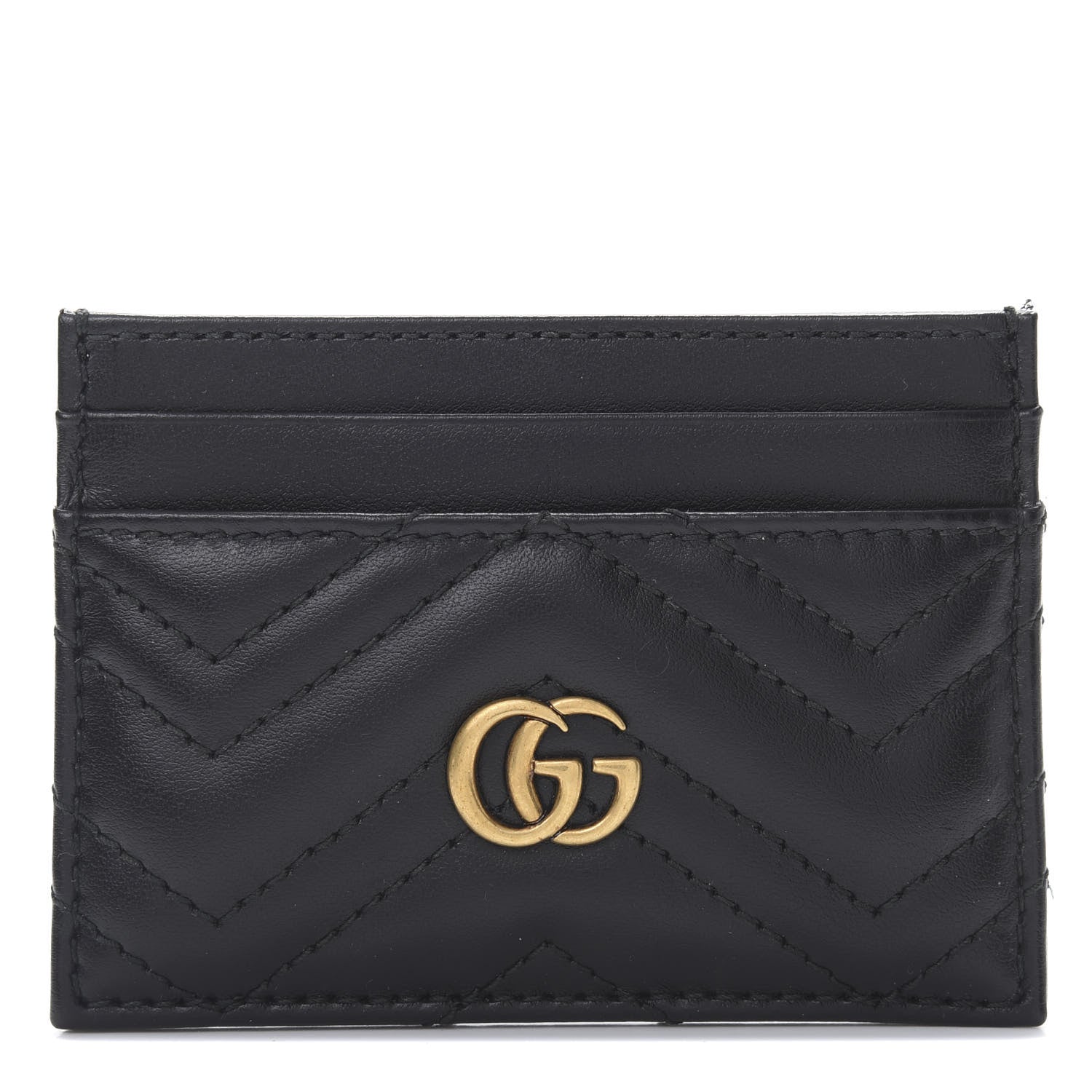 Gucci Calfskin Matelasse GG Marmont Card Holder Black 1 of 8