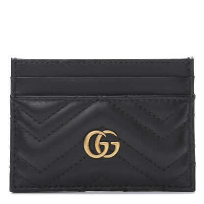 Gucci Calfskin Matelasse GG Marmont Card Holder Black 1 of 8