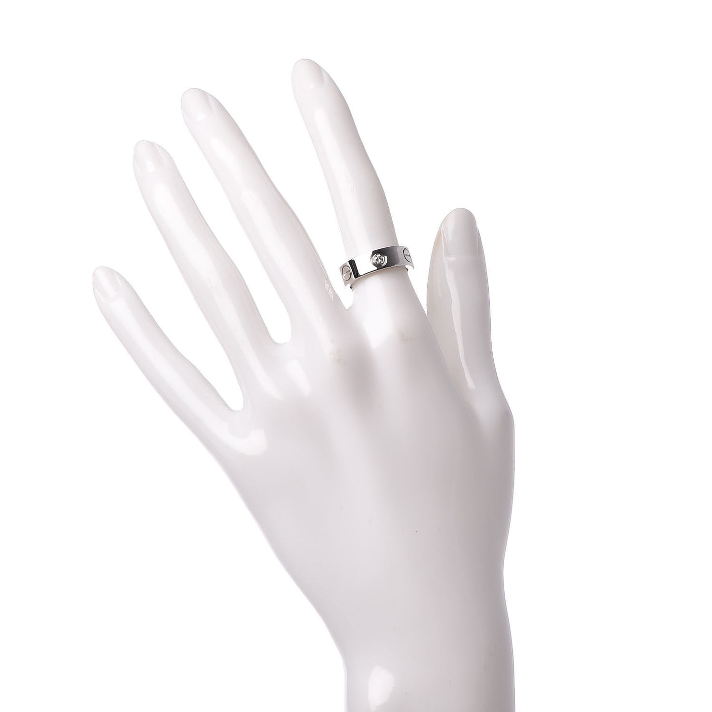 18K White Gold 3 Diamond 5.5mm LOVE Ring 49 5