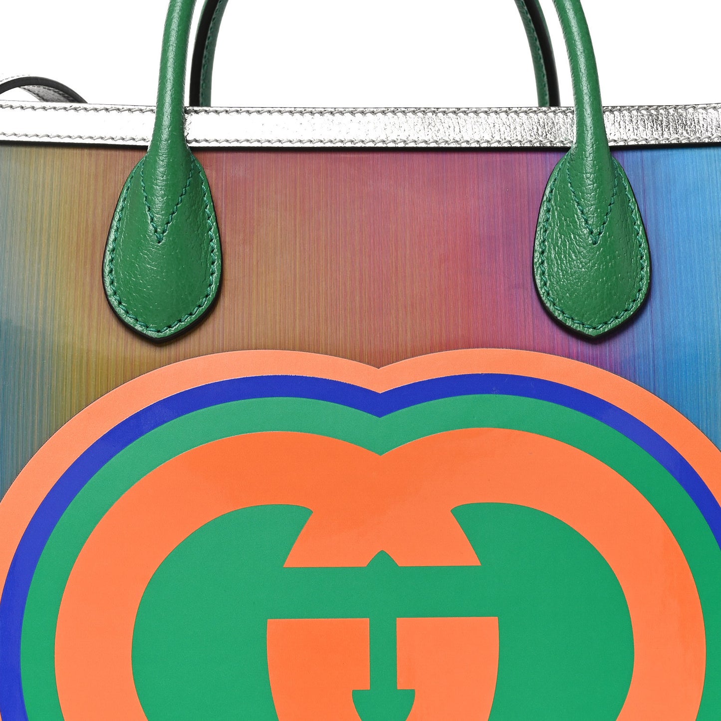 Laminated Textured Dollar Calfskin Good Game Interlocking G Tote Silver