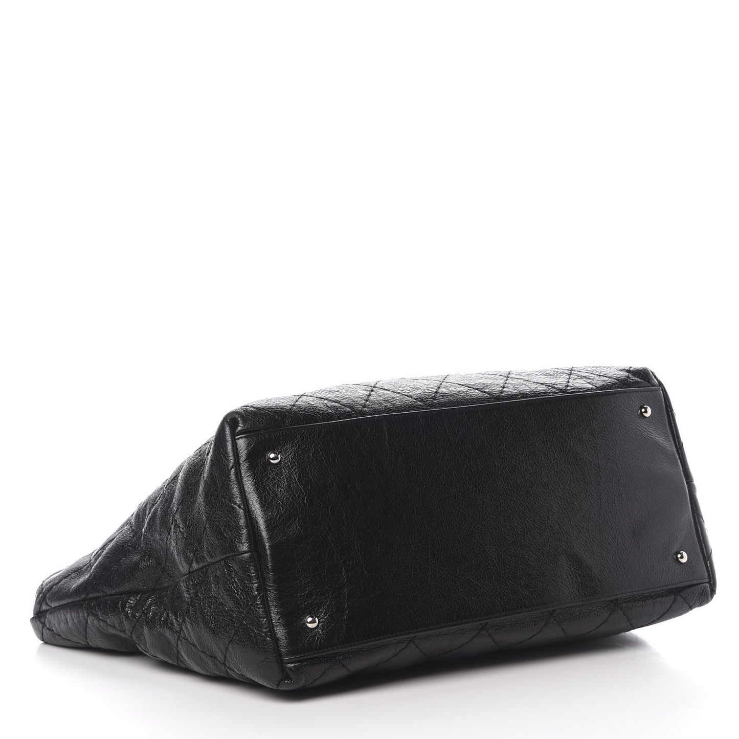 Glazed Calfskin Large On The Road Tote Black
