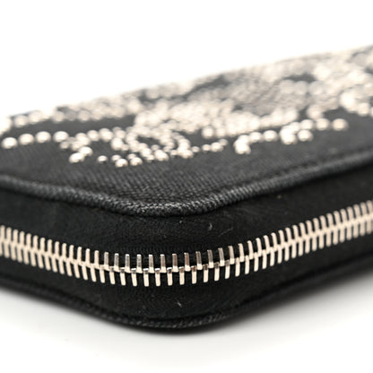 Chanel Canvas Studded CC Gusset Zip Around Wallet Black 11 of 12