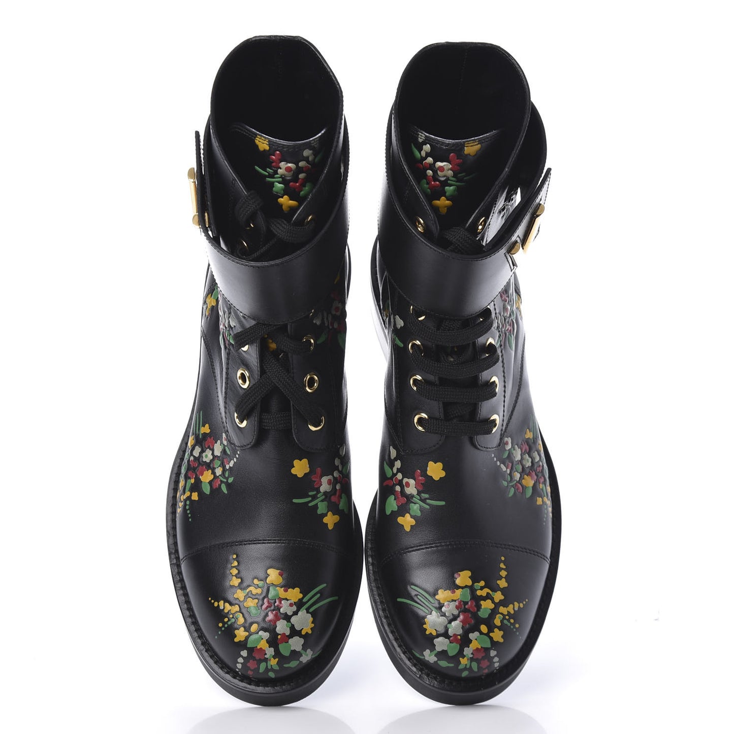 Calfskin Wonderland Ranger Flowers Boots 37.5 Black