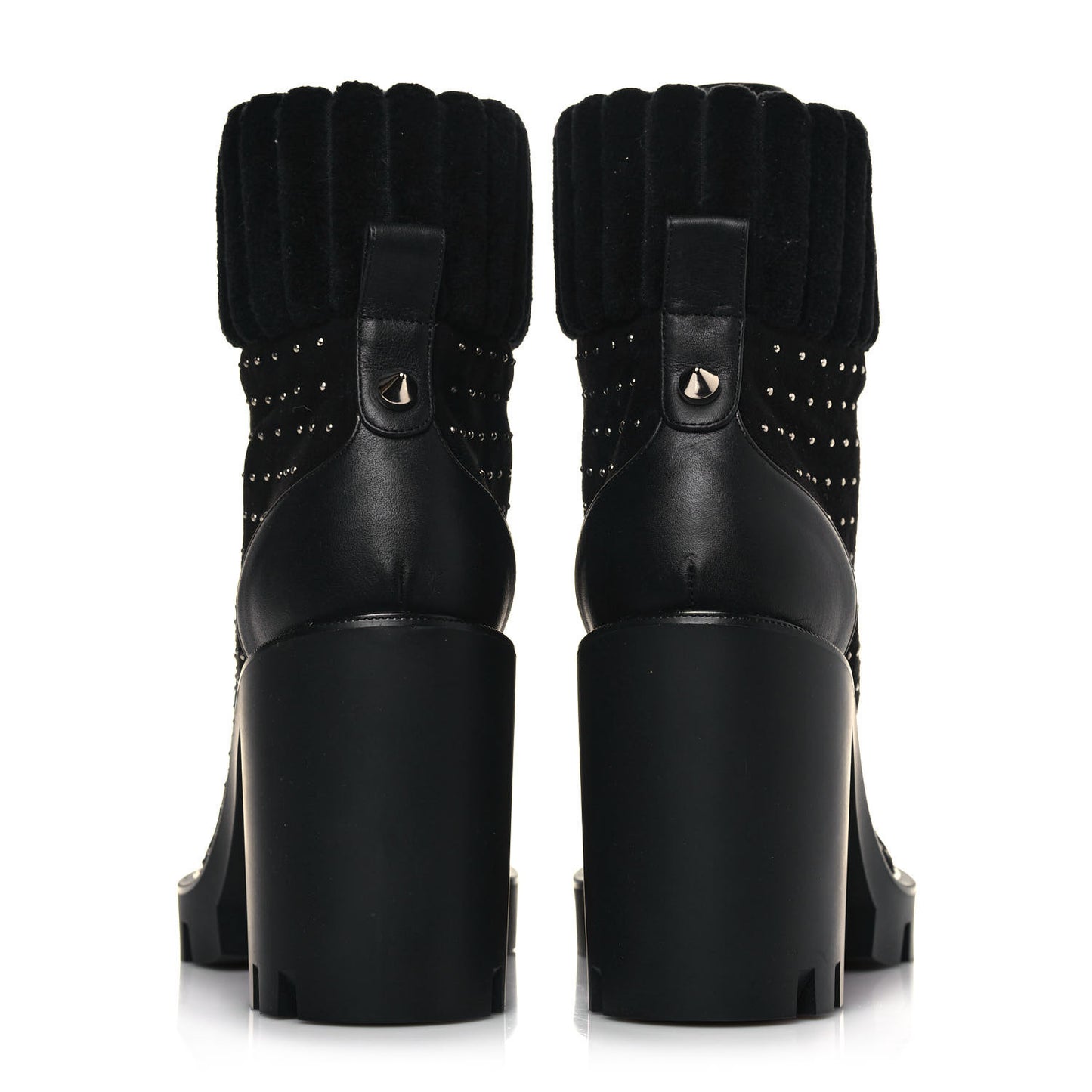 Dakita Calfskin 70 Studded Combat Boots 39.5 Black