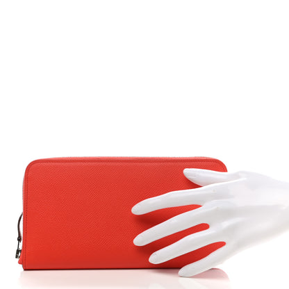 Hermes Epsom Silk'in Wallet Orange Poppy Bleu Saint Cyr 2 of 9