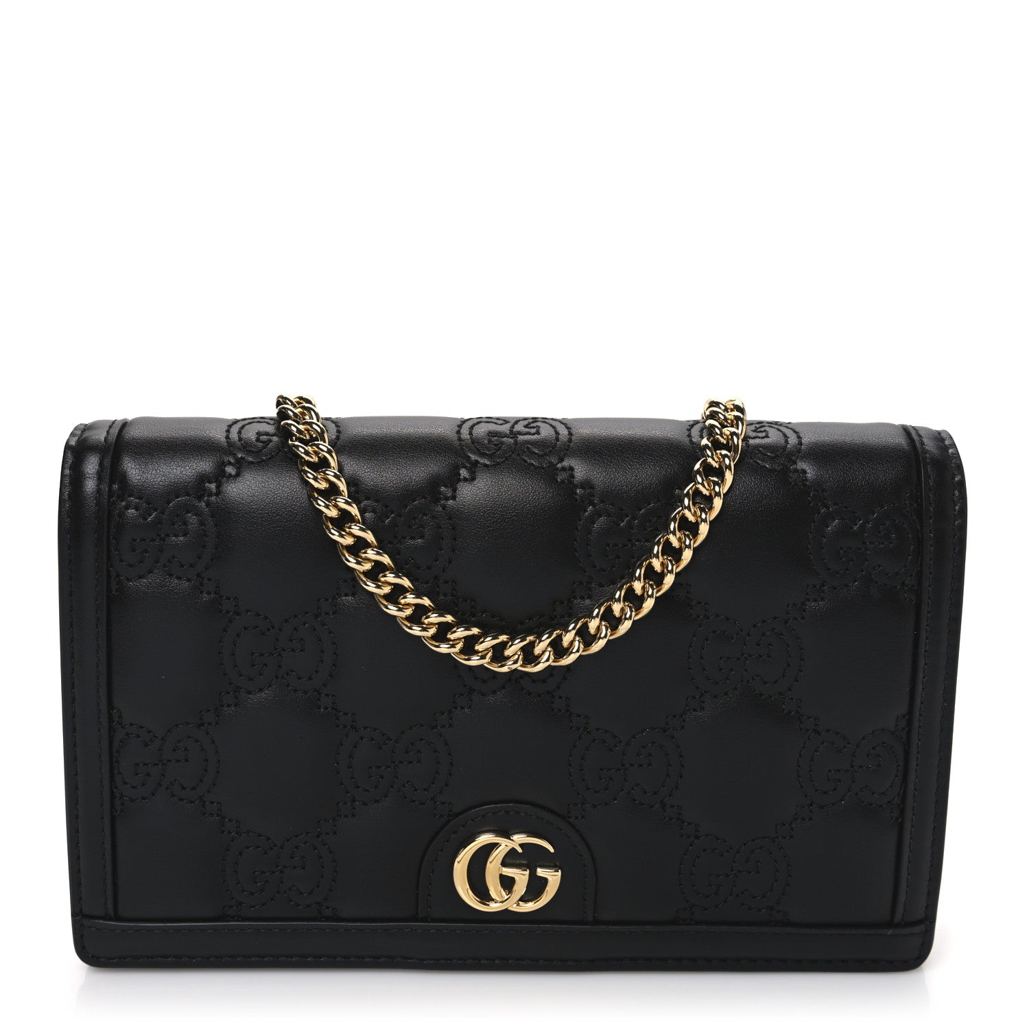 Gucci Calfskin GG Matelasse Chain Wallet Black 1 of 9