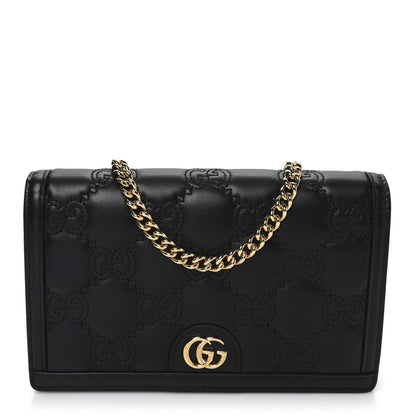 Gucci Calfskin GG Matelasse Chain Wallet Black 1 of 9