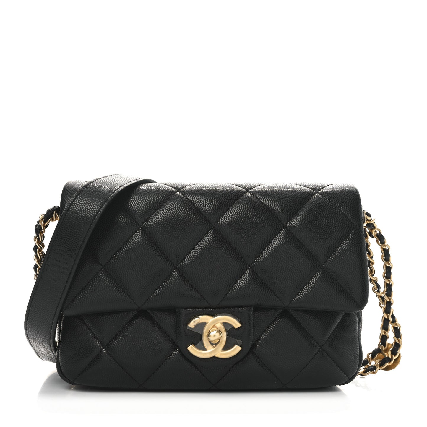 Caviar Quilted Small Twist Your Buttons Flap Black