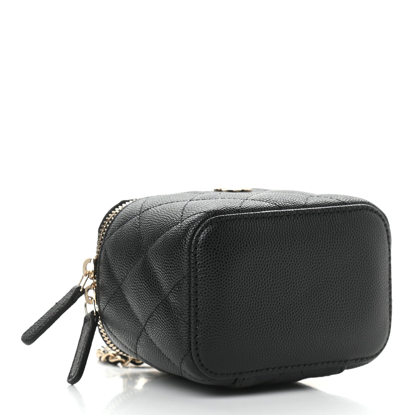 Caviar Quilted Mini Vanity Case With Chain Black