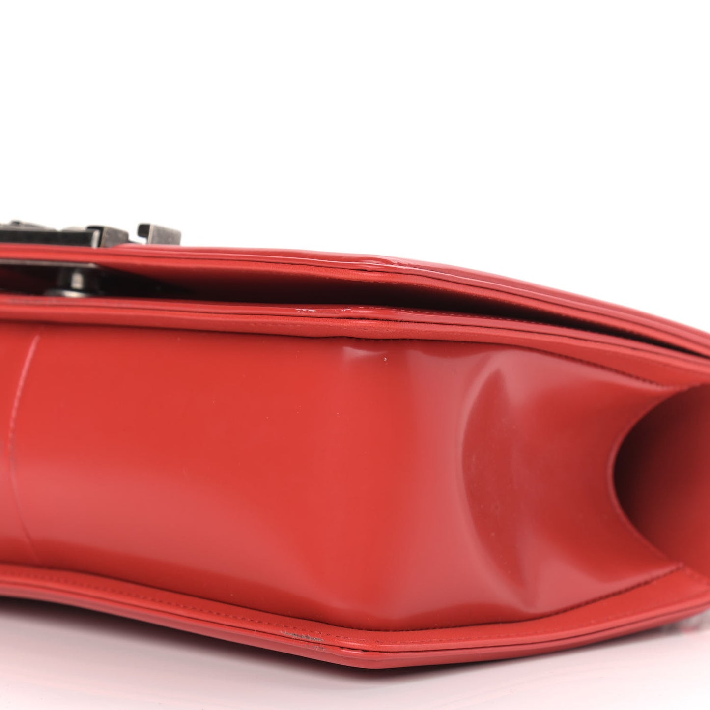 Glazed Calfskin Medium Boy Flap Red