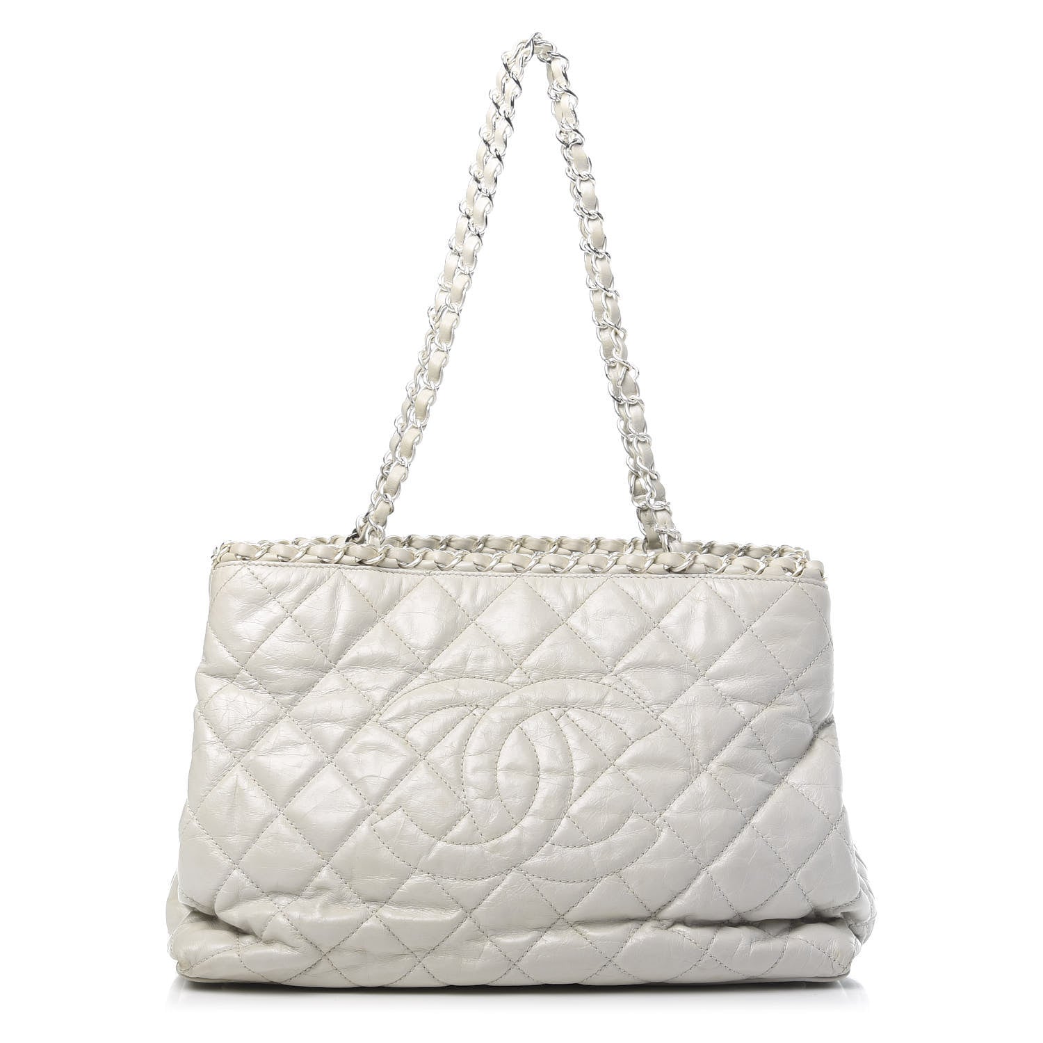 Chanel Glazed Calfskin Quilted Small Chain Me Tote Dark White 1 of 11