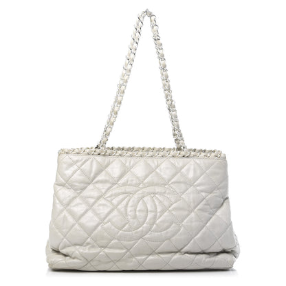 Chanel Glazed Calfskin Quilted Small Chain Me Tote Dark White 1 of 11