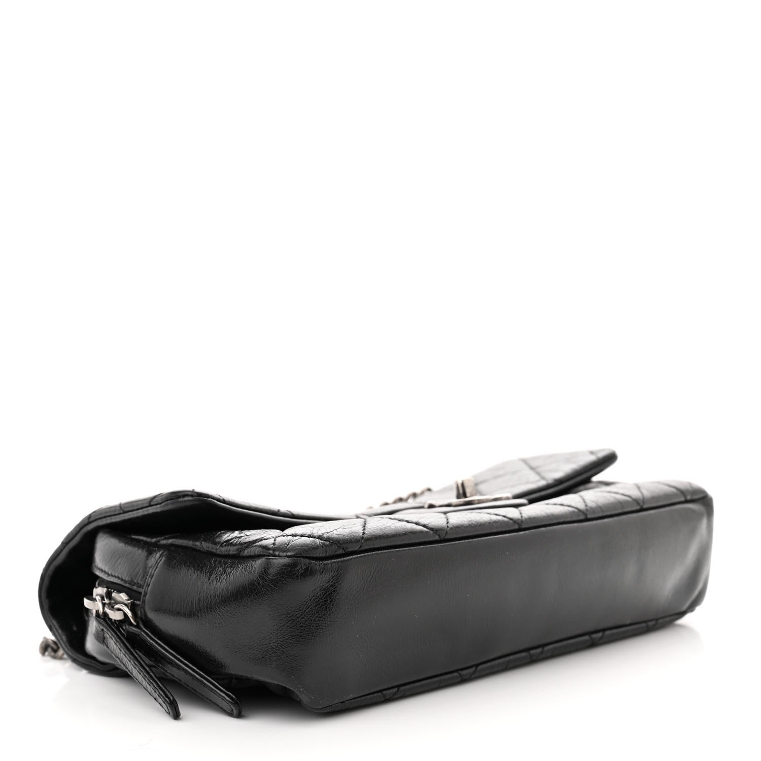 Chanel Glazed Calfskin Quilted Medium Duo Color Flap Black 4 of 10
