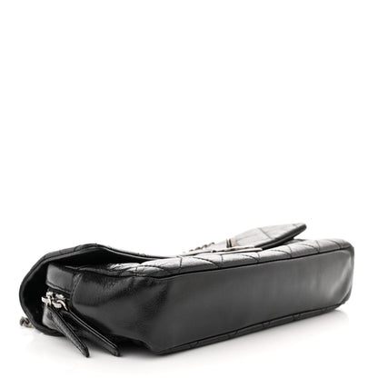 Chanel Glazed Calfskin Quilted Medium Duo Color Flap Black 4 of 10