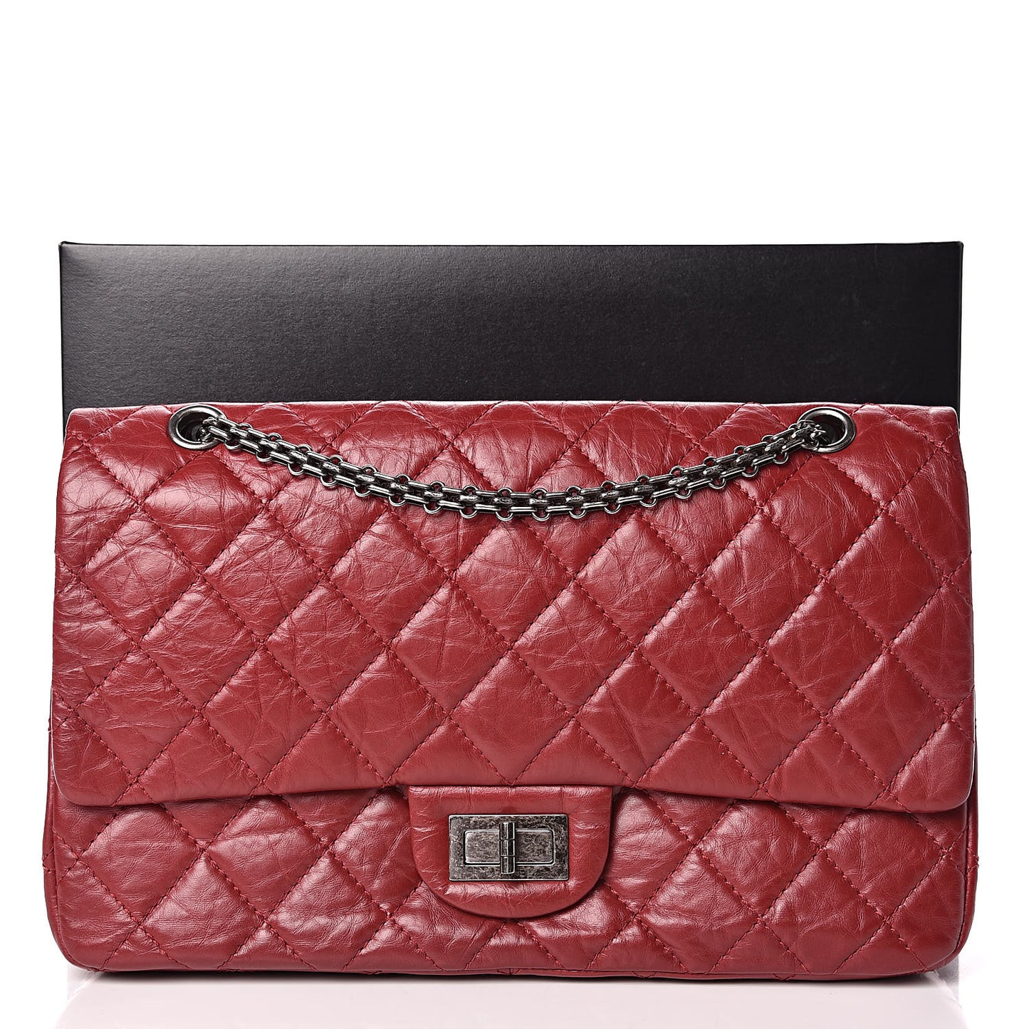 Aged Calfskin Quilted 2.55 Reissue 227 Flap Red