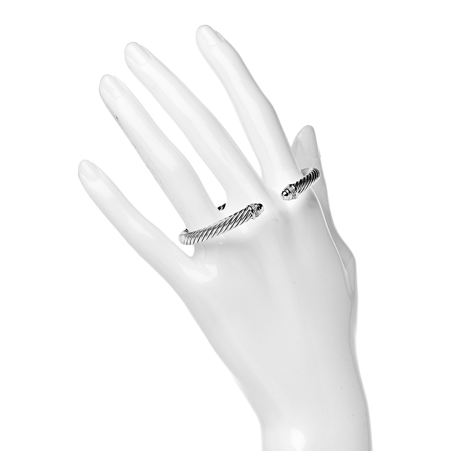 David Yurman Sterling Silver Diamond 5mm Cable Classics Bracelet 2 of 4