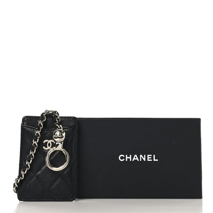 Chanel Caviar Quilted  Key Holder Card Holder On Chain Black 7 of 7