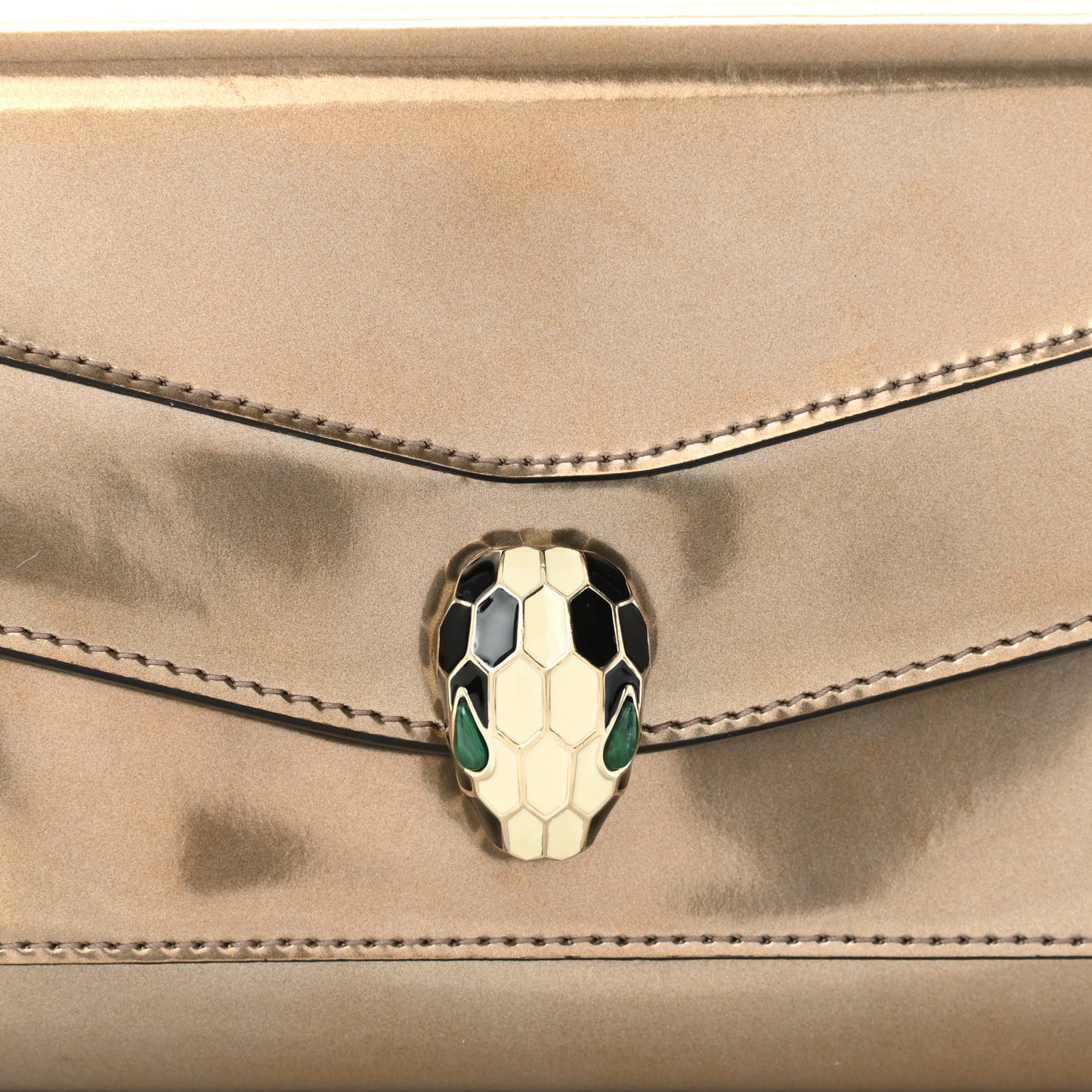 Metallic Calfskin Serpenti Forever Wallet Gold