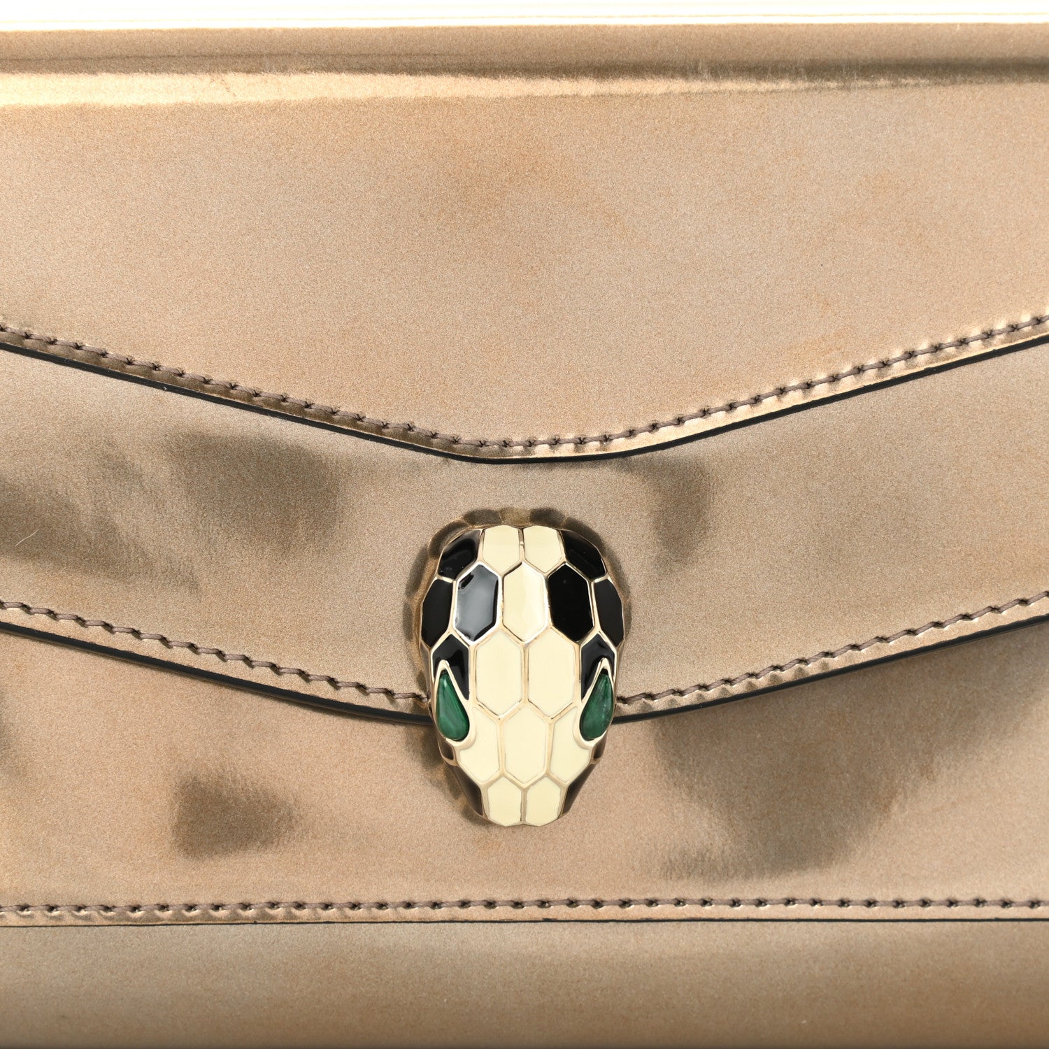 Bulgari Metallic Calfskin Serpenti Forever Wallet Gold 8 of 10