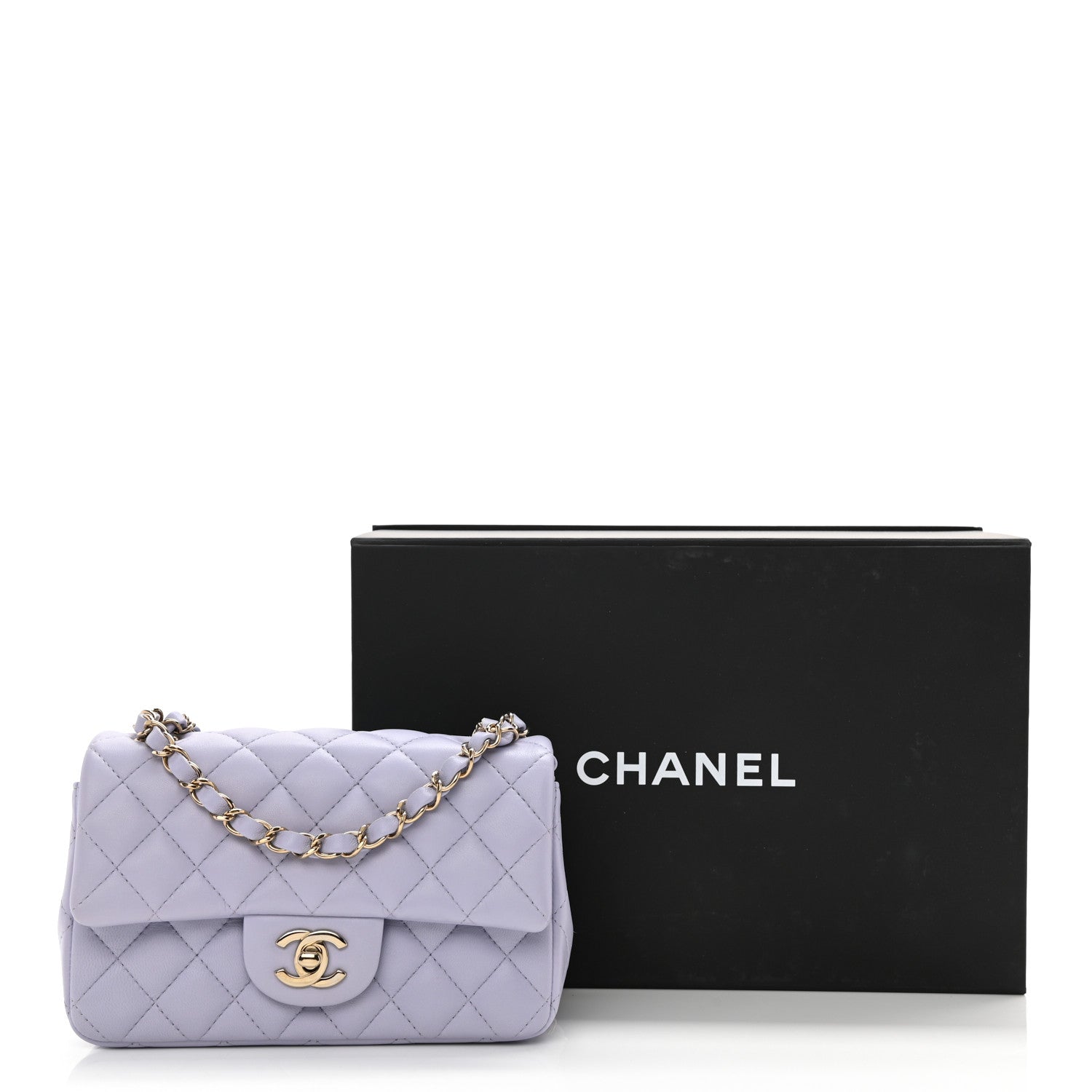 Chanel Lambskin Quilted Mini Rectangular Flap Light Purple 9 of 9