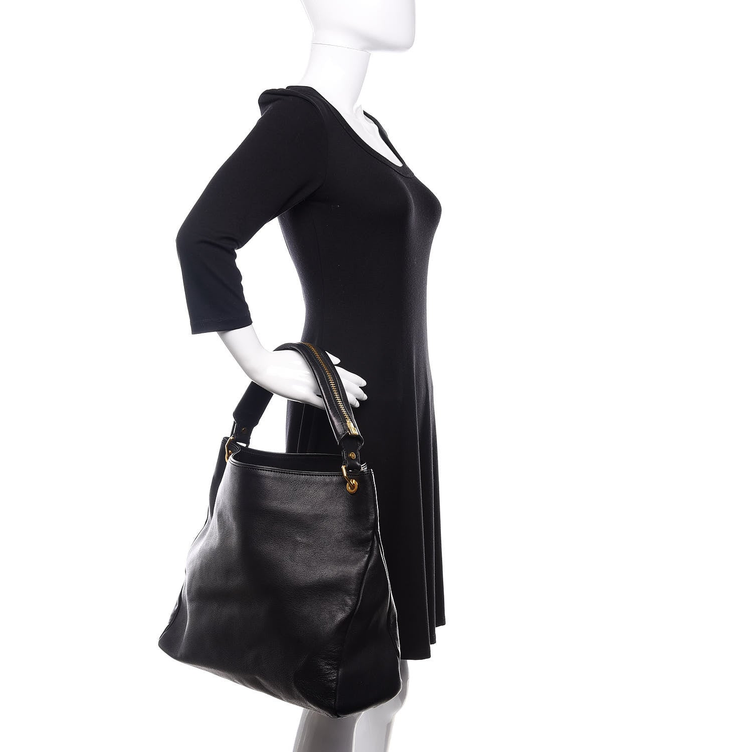 Tom Ford Calfskin Zipper Strap Hobo Black 2 of 10