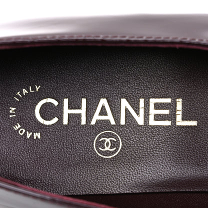 Chanel Patent Calfskin Mary Janes Flats 39.5 Burgundy 9 of 11