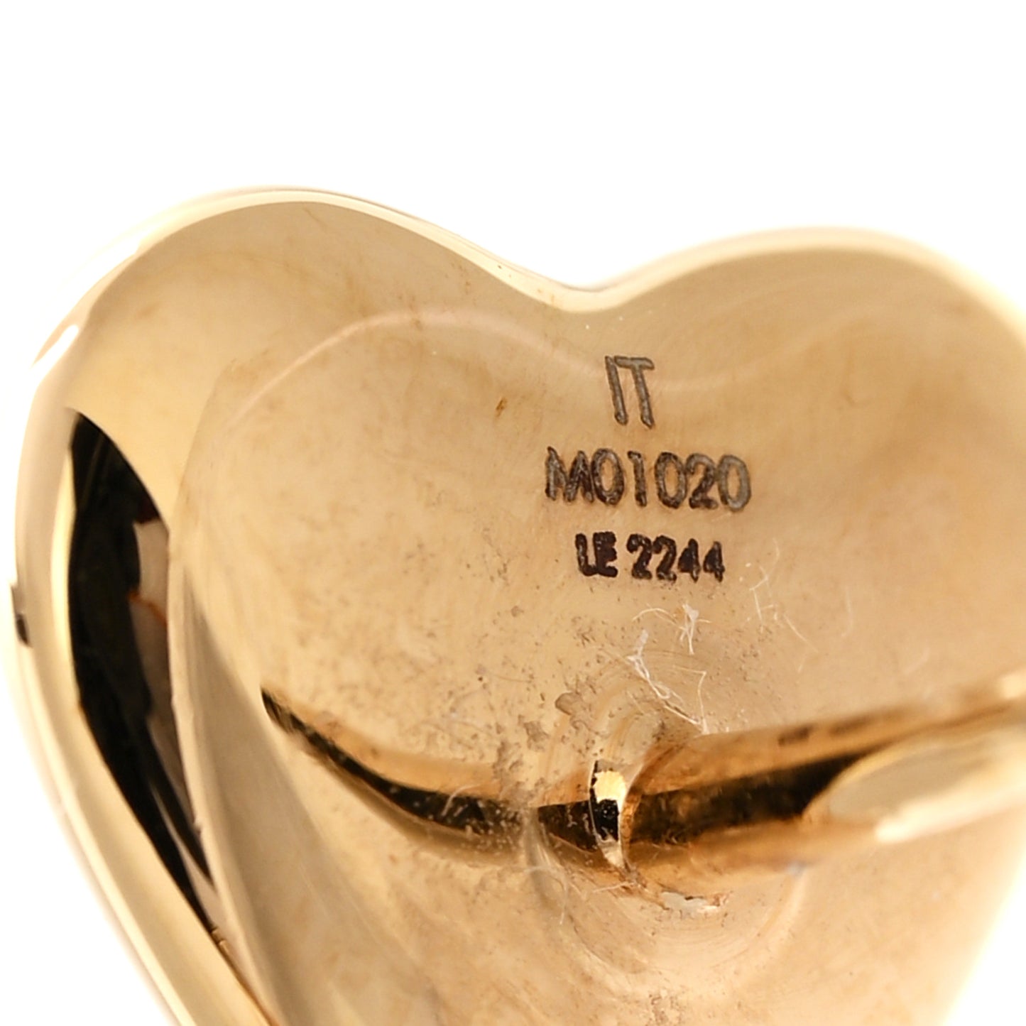 Metal LV Heart Earrings Gold