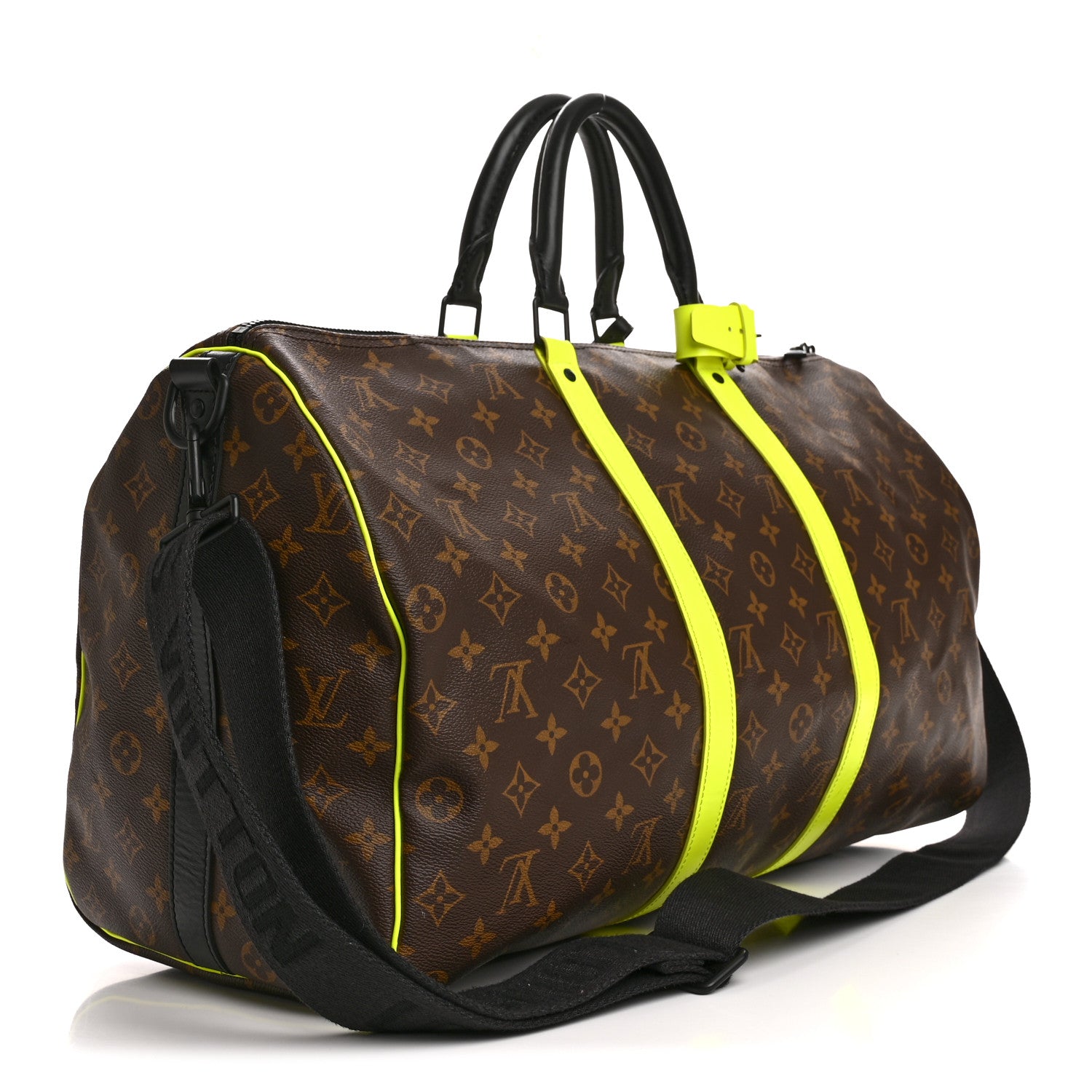 Louis Vuitton Monogram Macassar Keepall Bandouliere 50 Florescent Yellow 2 of 12