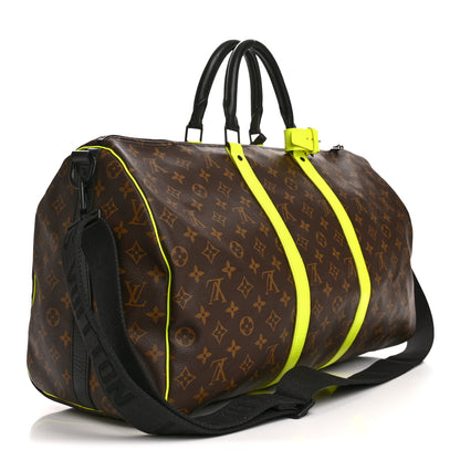 Louis Vuitton Monogram Macassar Keepall Bandouliere 50 Florescent Yellow 2 of 12