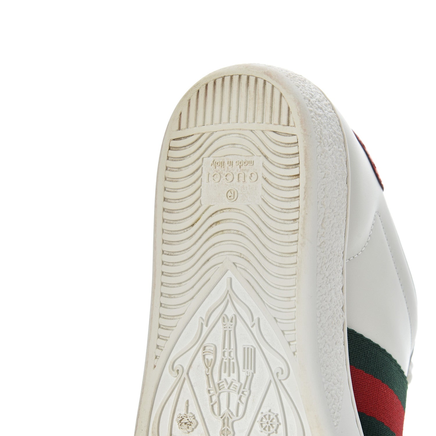 Gucci Calfskin Ayers Bee Embroidered Womens Ace Sneakers 35 White Green 11 of 19