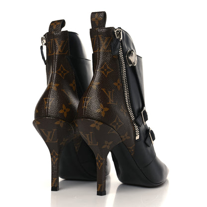 Louis Vuitton Calfskin Monogram Janet Ankle Boots 41 Black 4 of 8