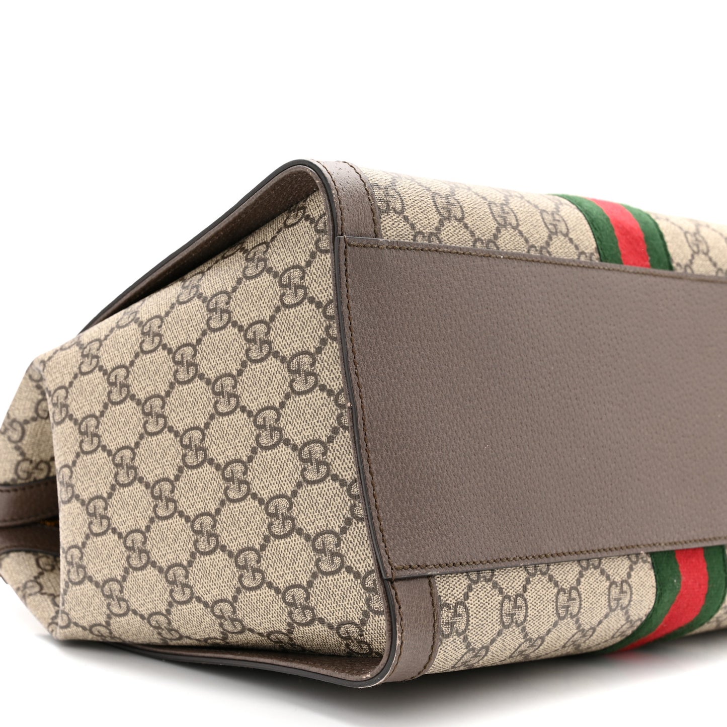 GG Supreme Monogram Web Medium Ophidia Tote Bag Brown