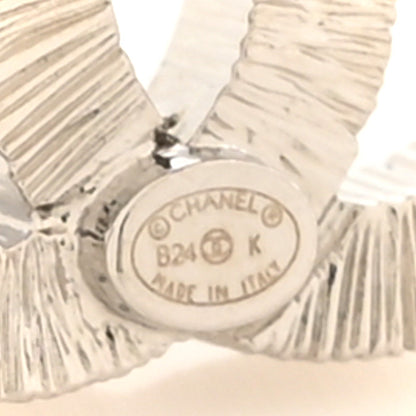 Chanel Crystal CC Bow Earrings Silver Gold 4 of 5