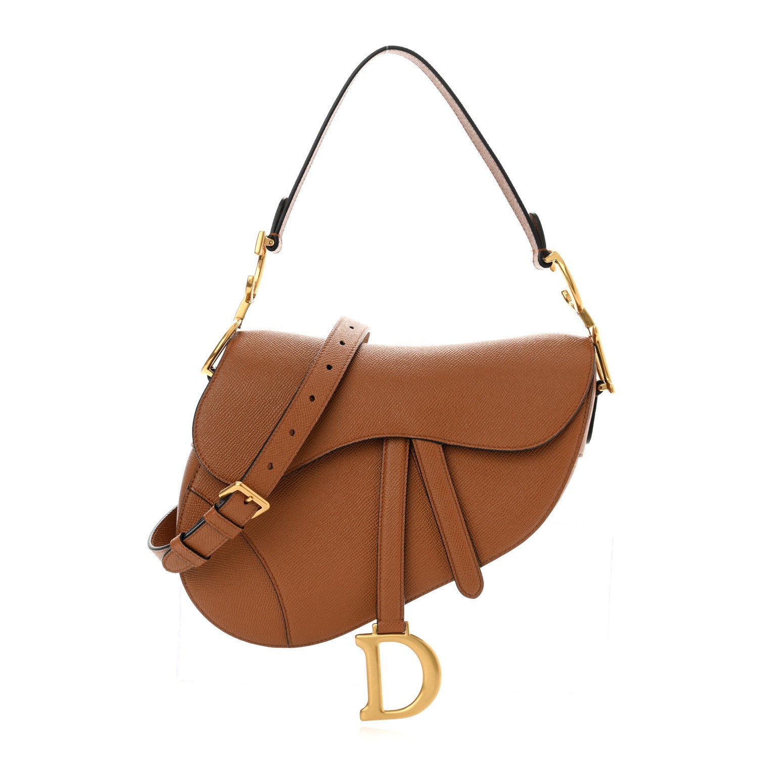 Christian Dior Grained Calfskin Saddle Bag With Strap Camello 1 of 9
