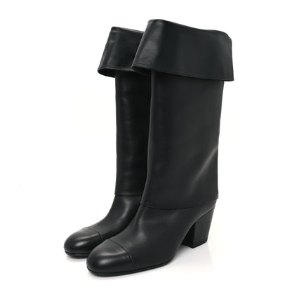 Chanel Calfskin CC Fold Over Boots 39 Black 4 of 9