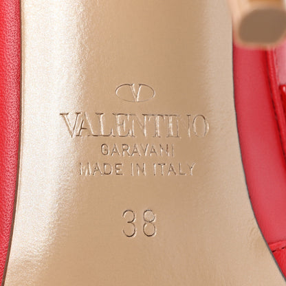 Valentino Garavani Calfskin Lacquered Monochrome Rockstud Ankle Strap 100mm Pumps 38 Rouge Pur 6 of 10