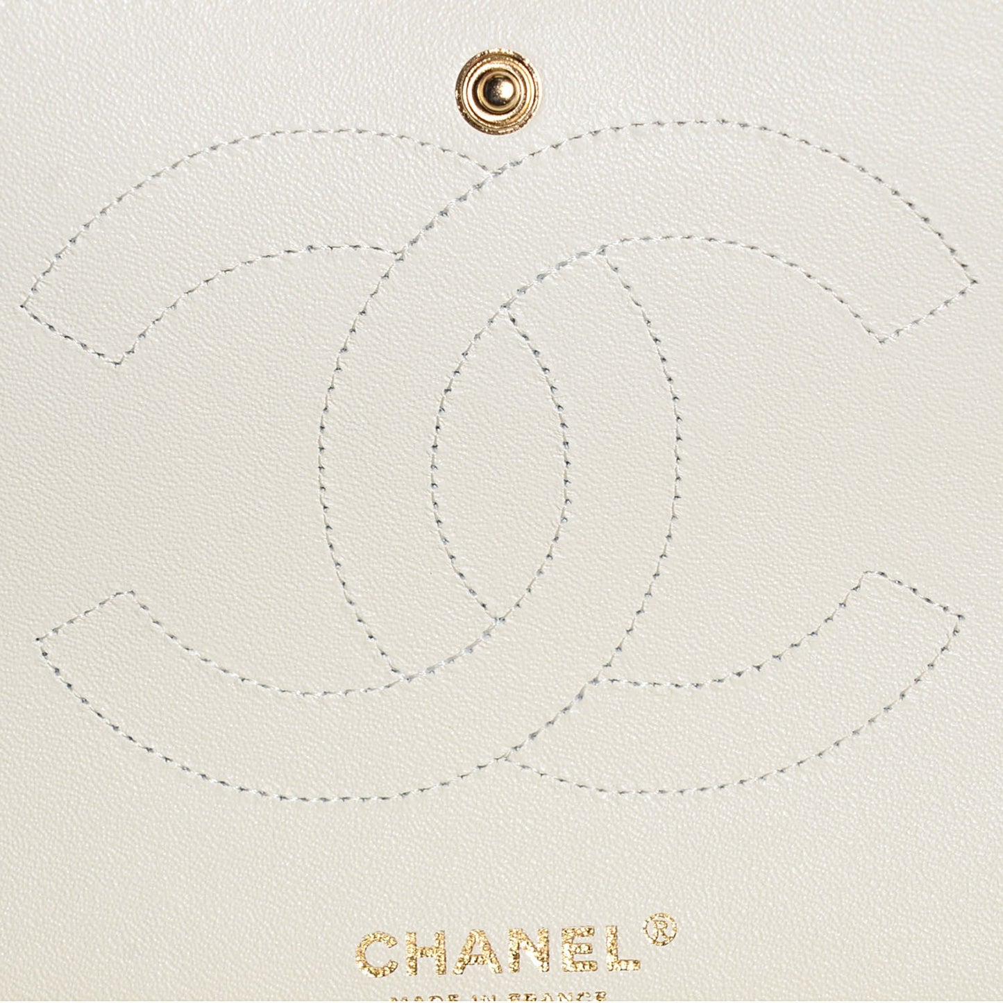 Lambskin Quilted Jumbo Double Flap White