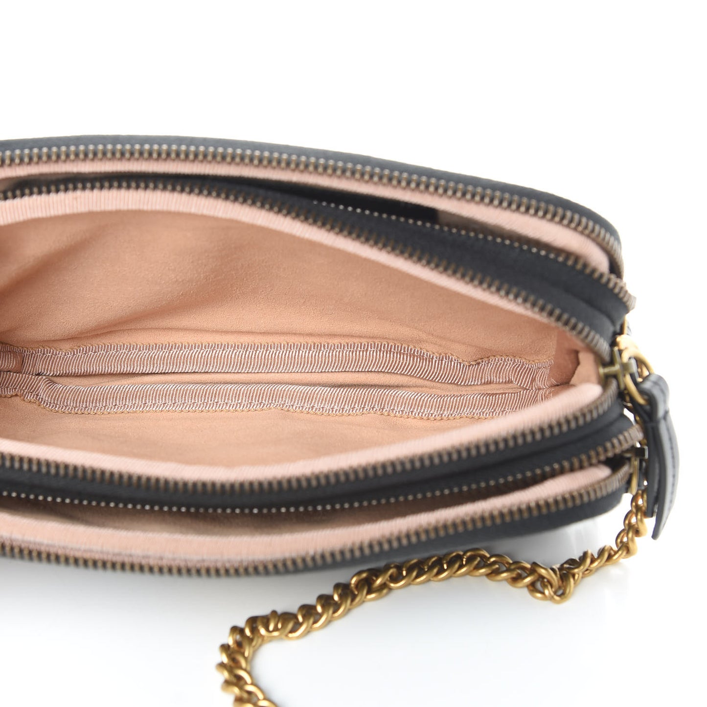 Calfskin Matelasse Mini GG Marmont Chain Crossbody Bag Black